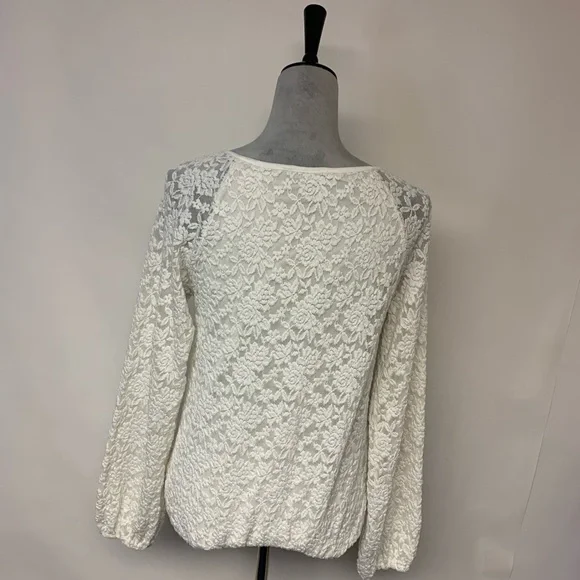 Lace Bubble Hem Blouse Feminine  Cottagecore Floral Bohemian Womens SZ XL - Picture 3 of 9